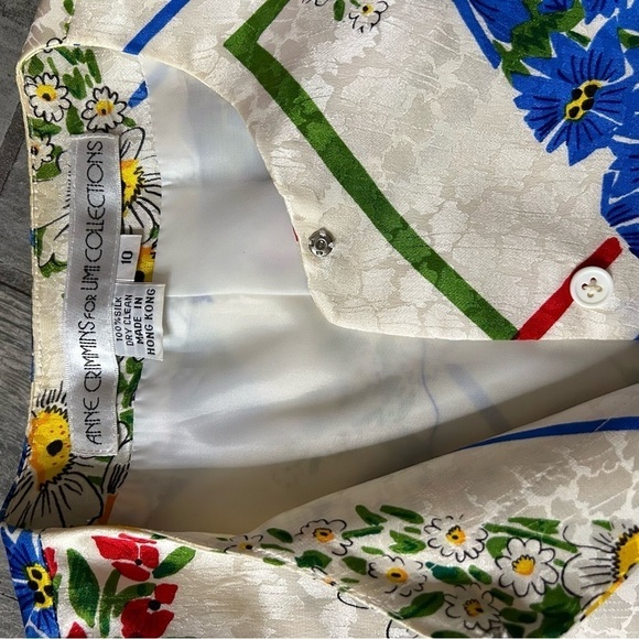 Vintage 80s Anne Crimmins Umi 1980s skirt suit mixed print silk size 10 - Picture 5 of 11